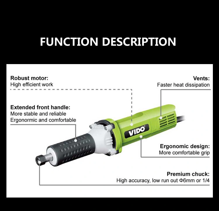 Vido Diversified Latest Grinding Machine 550W 6mm 1/2 Inch Die Grinder Angle